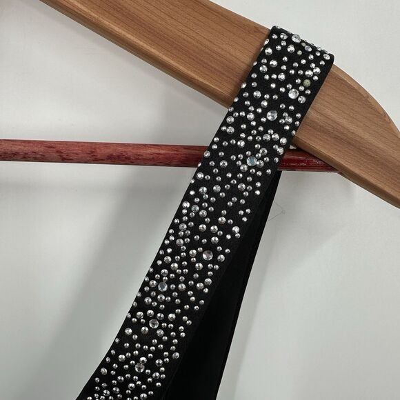 Vintage Betsy & Adam Satin Embellished Top 16 Shell Black Sexy Quiet Luxury USA - Picture 4 of 8